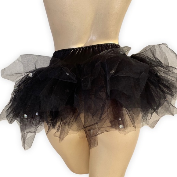 Burlesque Gothic Black Tutu Style Tulle Mini Skirt S-M - Picture 3 of 4
